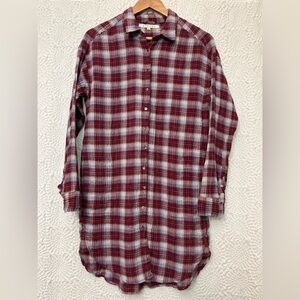 Xirena Shirt Dress Tunic Size XS Plaid Red Cotton Gauze Boho Western Chic GUC